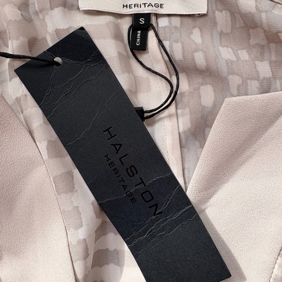 Halston Heritage Cream-Ivory Sheer Checked Tunic with Belt - Picture 4 of 12